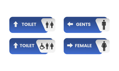 Set of toilet signage illustration. Restroom symbol sign for building. Public toilet sign illustration.