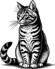 Easter Cat Vector Ink Drawing