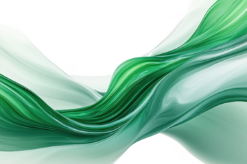 Abstract flowing green and white curtains with elegant motion and fluid design transparent