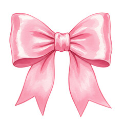 Elegant pink satin bow isolated on transparent background for decoration and design