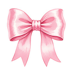 Elegant pink satin bow isolated on transparent background for decorative use