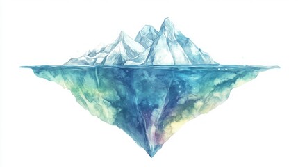 Obraz premium Iceberg hidden part watercolor
