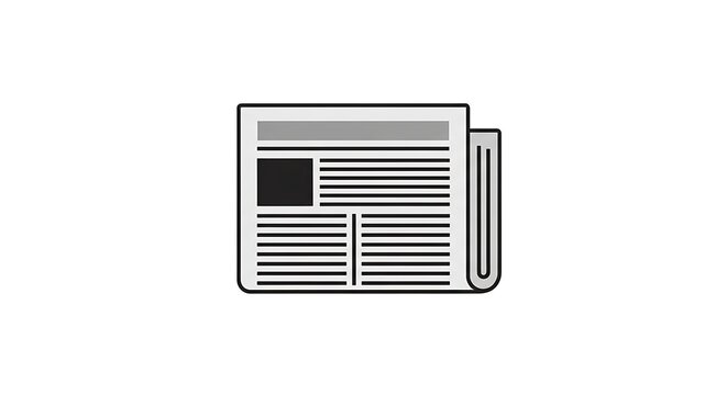 Clean flat design vector icon of a folded newspaper, symbolizing daily news, important information, and timely communication, ideal for media, publication, and digital information platforms