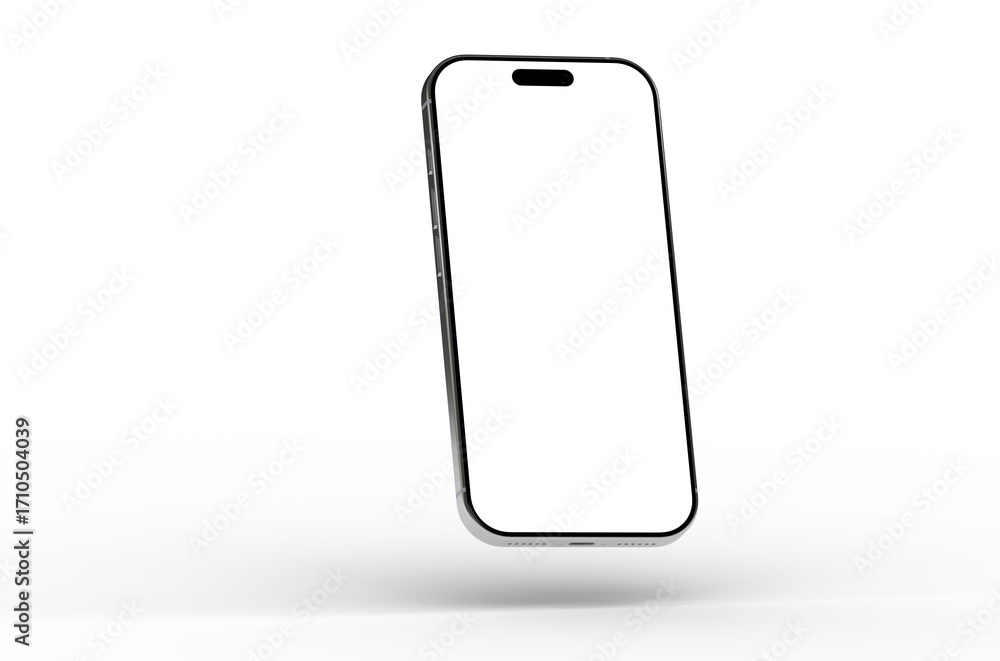 Poster clean image of a modern smartphone with blank screen, perfect for app presentations or mobile techno