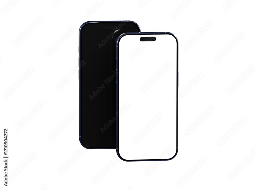 Poster high-quality image of a modern smartphone mockup with a black screen and a white screen. perfect for