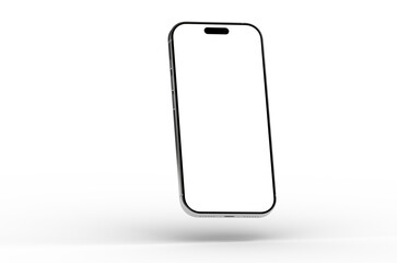 High-quality 3D render of a modern smartphone with a blank screen, perfect for app presentations and website designs. Clean, minimalistic style.