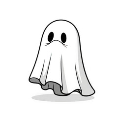 Stylized monochrome illustration of a cloaked figure with flowing fabric isolated on transparent background