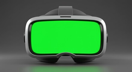 Modern Virtual Reality Headset with a Blank Green Screen Display, Ready for Custom Content Integration in Digital Simulations and Immersive Experiences