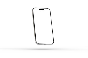 High-quality photo of a modern smartphone with a blank screen, perfect for app presentations or website mockups. Isolated on white background.