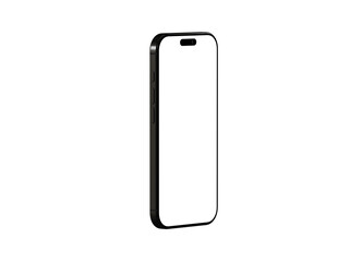 High-quality image of a black smartphone mockup with a blank screen, perfect for app presentations or website designs.  Isolated on white backg