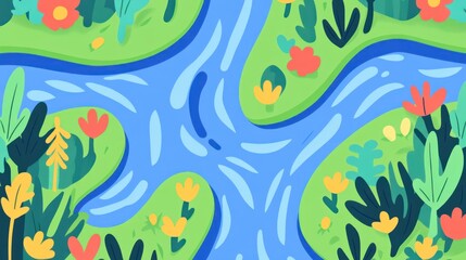 Naklejka premium River winding through lush landscape