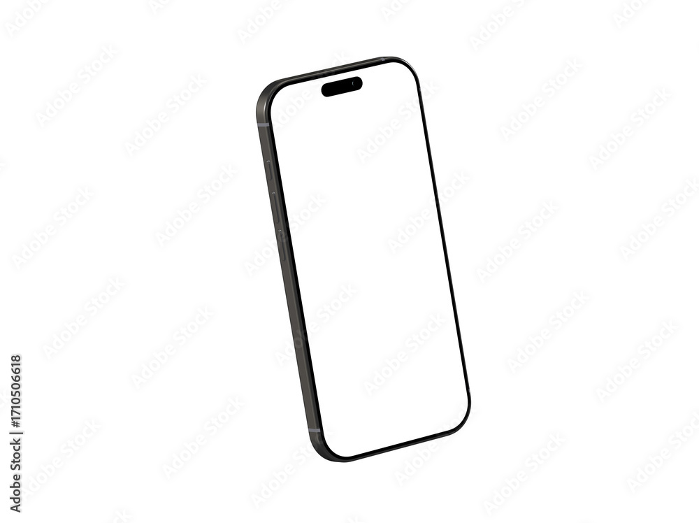 Poster high-quality image of a sleek black smartphone with a blank screen, perfect for app presentations or
