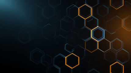 Futuristic hexagon grid with glowing edges and particles