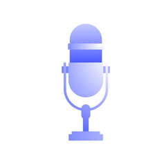 Modern blue gradient microphone icon, suitable for podcasting, broadcasting, recording, and audio production