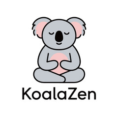 Cute cartoon koala meditating in a lotus position, isolated vector illustration.