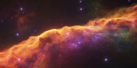 Obraz premium A mesmerizing view of a vibrant nebula in outer space, showcasing cosmic clouds of gas and dust illuminated by the light of distant stars