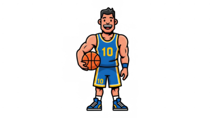Cartoon Basketball Player Holding Ball Ready to Play.