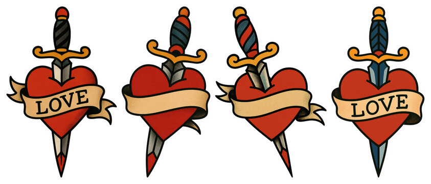 Classic tattoo heart designs