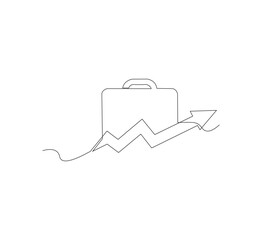 Continuous one line drawing of Business Infographic, With white background business bag style