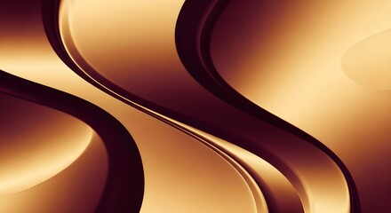 Abstract flowing golden bronze curves with soft light and shadow Smooth