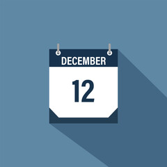 12 December calendar vector illustrations