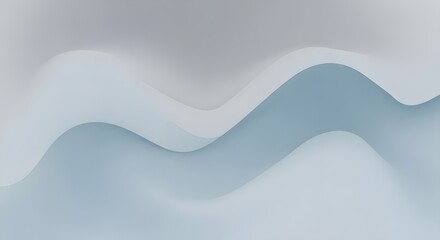 Smooth undulating abstract waves in soft grey and pale blue gradients clean