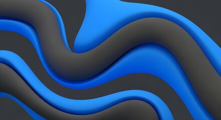 Abstract blue and gray undulating waves creating fluid motion and depth