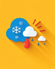 Colorful weather icons representing rain and snow.
