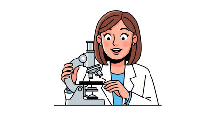 Scientist Woman Working with Microscope in Laboratory.