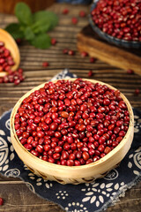 Organic Red Beans in Wooden Bowl - Fresh Legumes and Healthy Grains for Natural Cooking