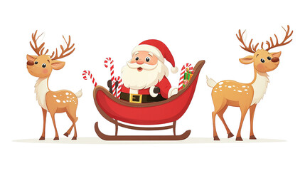 Obraz premium Santa Claus and reindeer with gifts