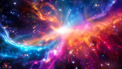 Vibrant Abstract Background Featuring Bright Colors And Sparkling Lights Flowing Through A Cosmic Space Environment