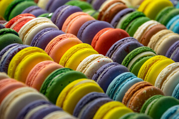 Colorful assortment of tasty macarons