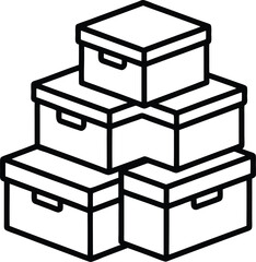 labeled storage boxes outline icon stacked neatly.