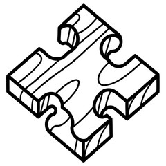 Wooden Puzzle line art vector