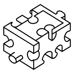 Wooden Puzzle line art vector