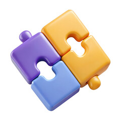 Obraz premium 3d interlocking puzzle pieces concept isolated on transparent background