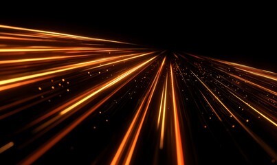 Glowing abstract orange light streaks on black background