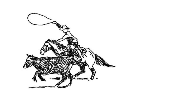 cowboy roping outline