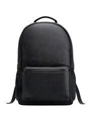 Naklejka premium Sleek black backpack with front pocket on black background
