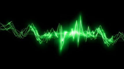 Dynamic green sound waveform on black background