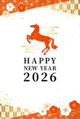 2026年・午年　年賀状・お正月 セール用バナー 縦