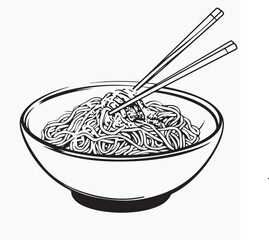 illustration of a bowl with chopsticks