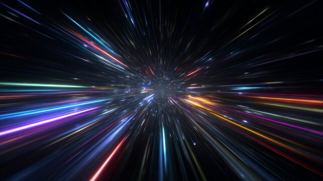 Abstract space warp light trails in motion