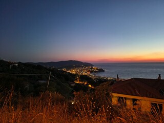 Agropoli town by night in Italy