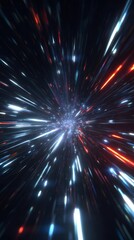 Obraz premium Dynamic burst of cosmic light rays in deep space nebula