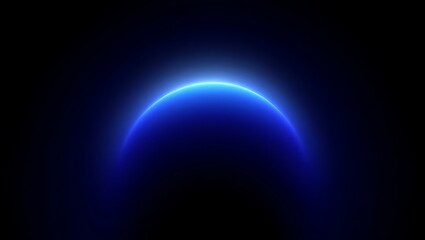 Abstract Blue Orb with Glowing Halo on Black Background