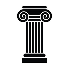 Black and white ionic column icon with fluted shaft