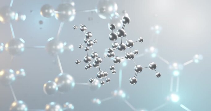 Trofinetide rotating 3d molecule, molecular structure of synthetic analog seamless video
