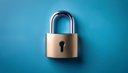 Fototapeta premium Secure And Stylish Lock On A Calm Blue Background For Conceptual Protection And Safety Themes